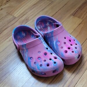 Pink Marbled Tie-Dye Crocs, Size 12